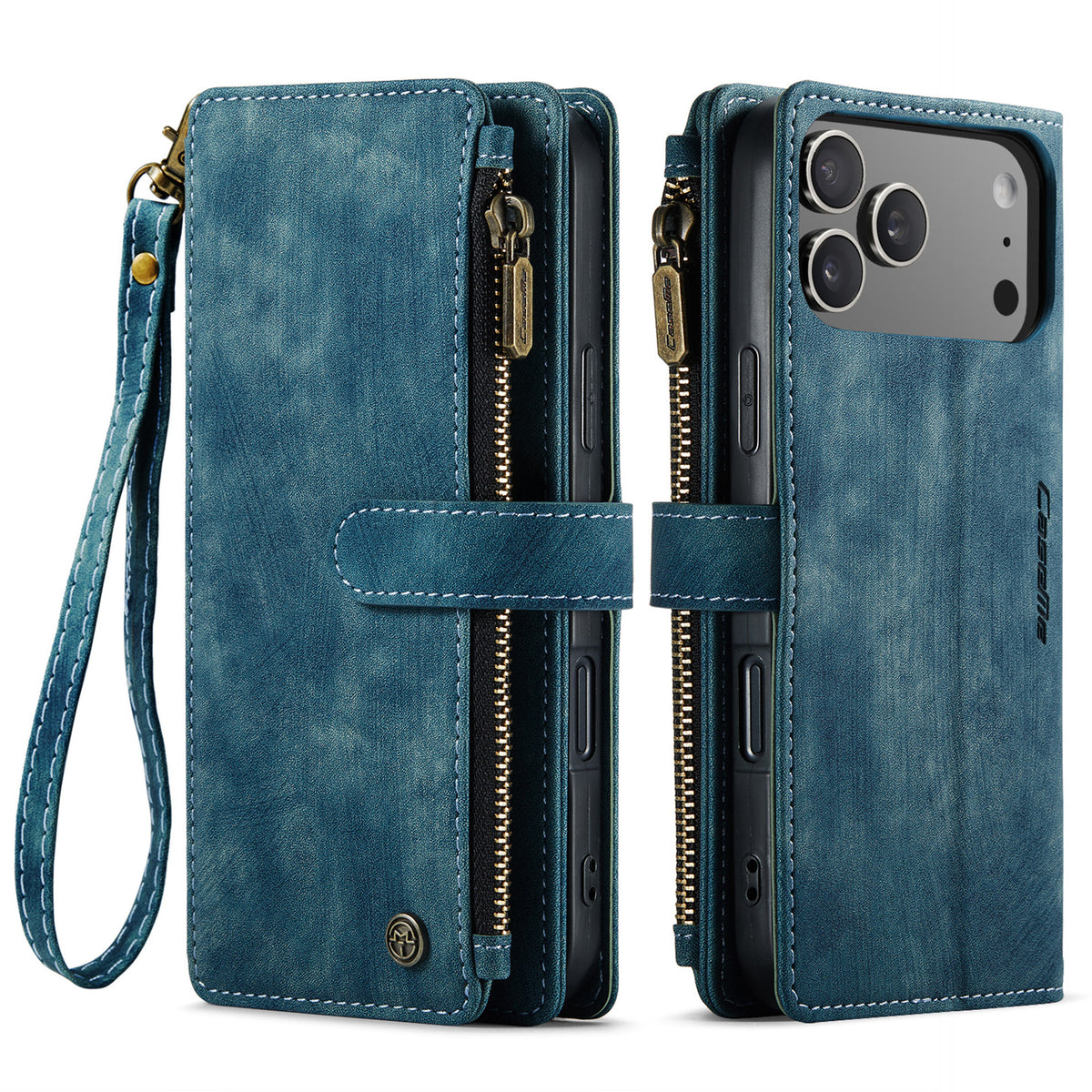 CASEME For iPhone 18 Pro Max / 17 Pro Max Phone Cases with Strap  C30 Zipper Multiple Card Holder PU Leather Cover