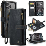 CASEME For iPhone 18 Pro Max / 17 Pro Max Phone Cases with Strap  C30 Zipper Multiple Card Holder PU Leather Cover