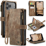 CASEME For iPhone 18 Pro Max / 17 Pro Max Phone Cases with Strap  C30 Zipper Multiple Card Holder PU Leather Cover