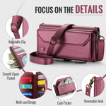 CASEME For Samsung Galaxy S25 FE Leather Case  C36 Zipper 10 Card Slots Phone Cover with Straps
