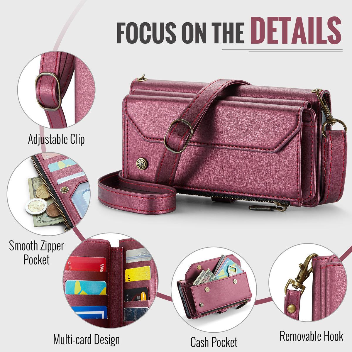 CASEME For Samsung Galaxy S25 FE Leather Case  C36 Zipper 10 Card Slots Phone Cover with Straps