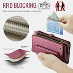 CASEME For Samsung Galaxy S25 FE Leather Case  C36 Zipper 10 Card Slots Phone Cover with Straps