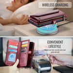CASEME For Samsung Galaxy S25 FE Leather Case  C36 Zipper 10 Card Slots Phone Cover with Straps