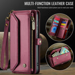 CASEME For Samsung Galaxy S25 FE Leather Case  C36 Zipper 10 Card Slots Phone Cover with Straps