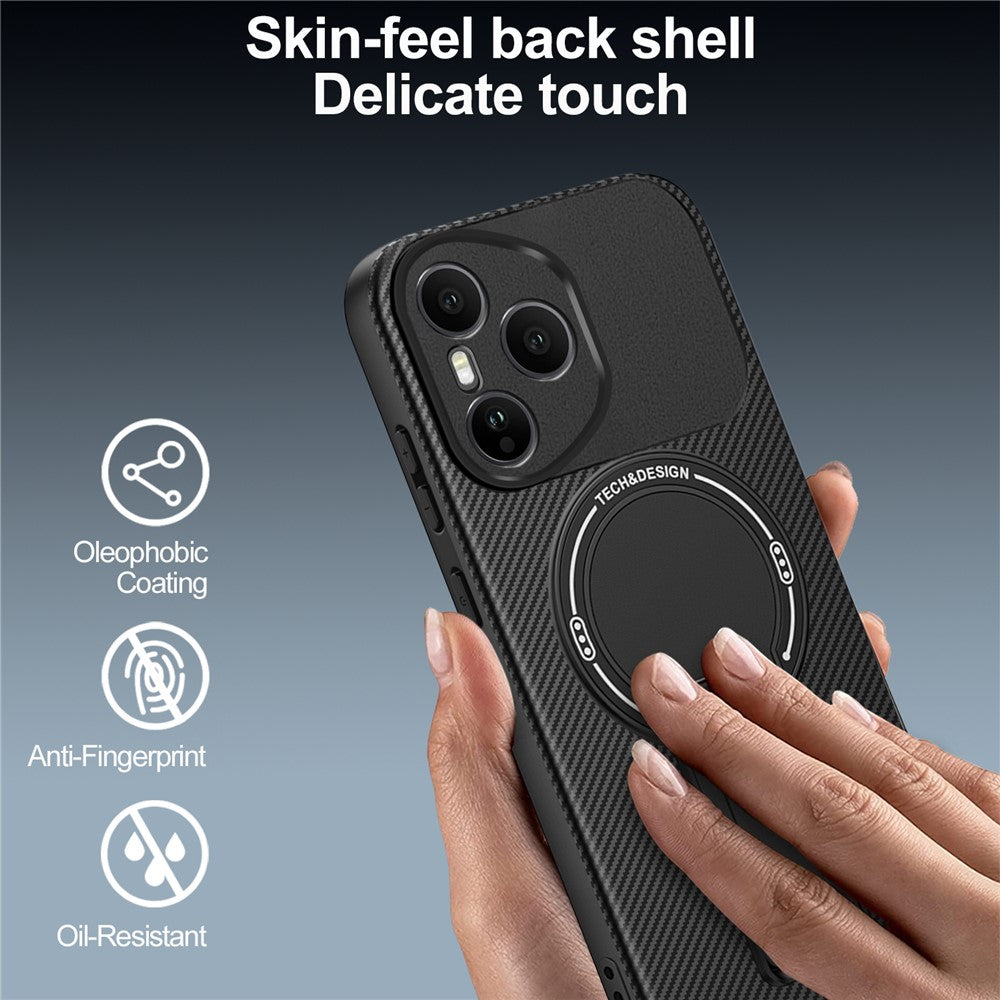 For Honor 400 Pro 5G (Global) Case with Kickstand Carbon Fiber Texture PC + TPU Phone Cover
