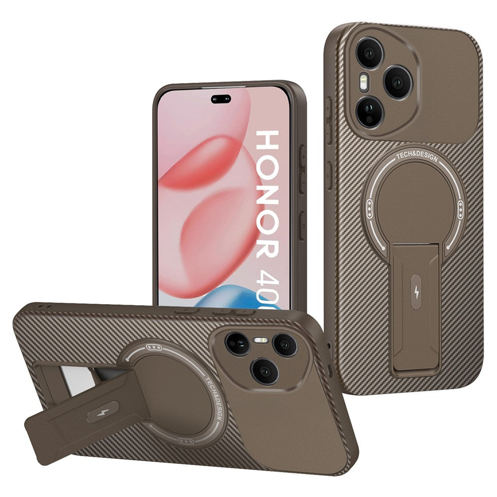 For Honor 400 Pro 5G (Global) Case with Kickstand Carbon Fiber Texture PC + TPU Phone Cover