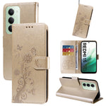 For Xiaomi Redmi 15 4G (EU) (171mm) Leather Case Butterfly Floral Imprint Wallet Stand Cover