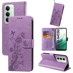 For Xiaomi Redmi 15 4G (EU) (171mm) Leather Case Butterfly Floral Imprint Wallet Stand Cover