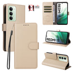 For Xiaomi Redmi 15 4G (EU) (171mm) Case RFID Blocking 3 Card Slots PU Leather Phone Cover with Wrist Strap