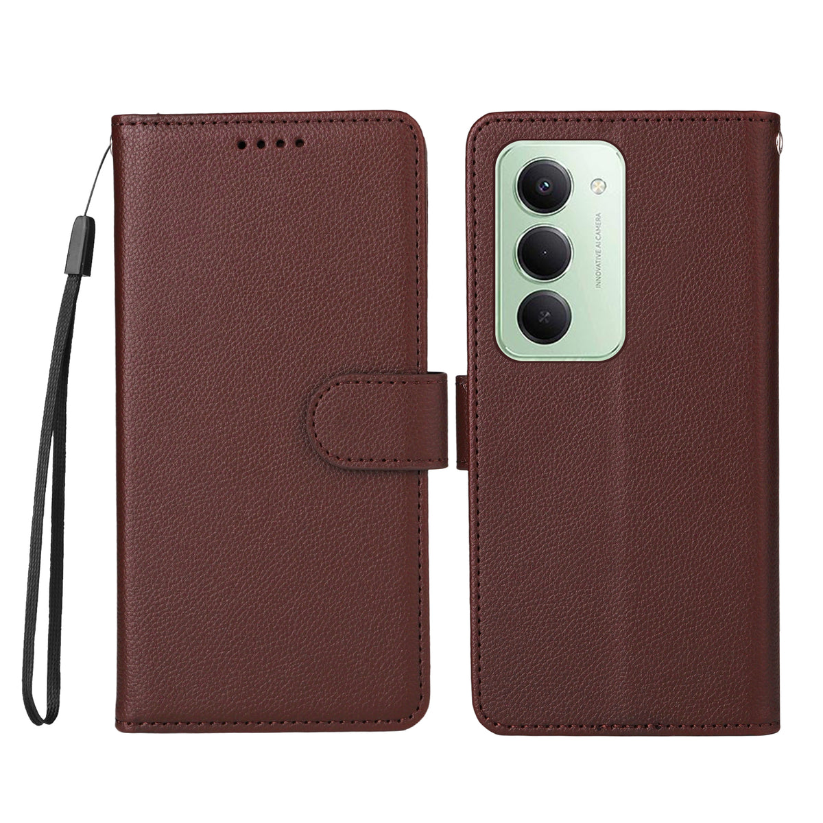 For Xiaomi Redmi 15 4G (EU) (171mm) Case RFID Blocking 3 Card Slots PU Leather Phone Cover with Wrist Strap
