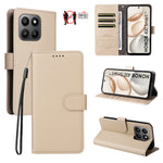 For Honor 400 Smart 5G / 4G / X7d 4G Case RFID Blocking 3 Card Slots PU Leather Phone Cover with Wrist Strap
