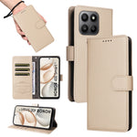 For Honor 400 Smart 5G / 4G / X7d 4G Case RFID Blocking 3 Card Slots PU Leather Phone Cover with Wrist Strap