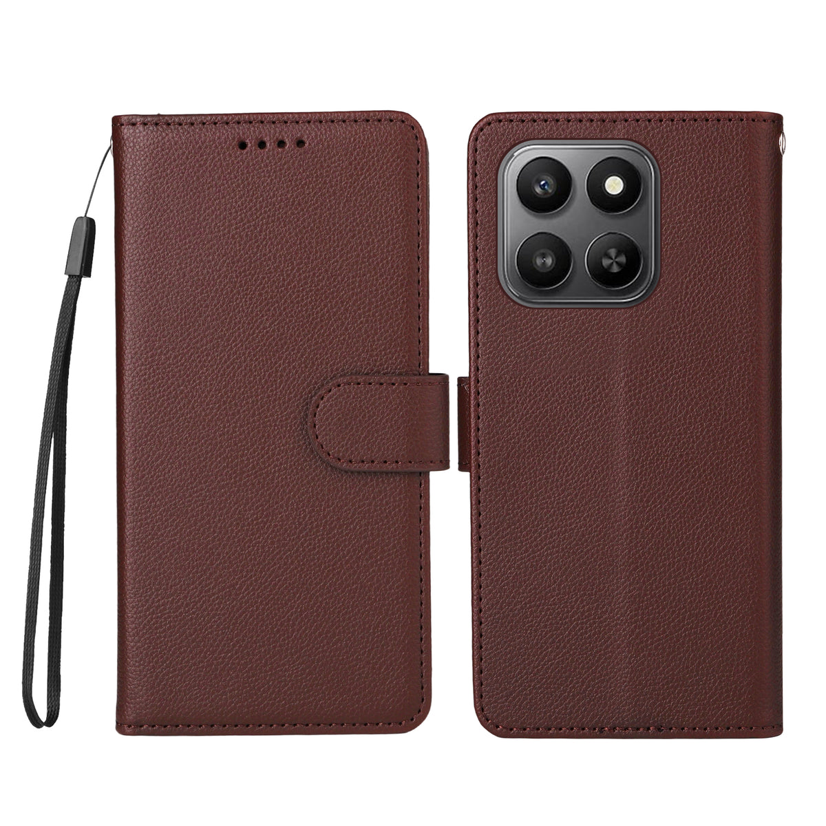 For Honor 400 Smart 5G / 4G / X7d 4G Case RFID Blocking 3 Card Slots PU Leather Phone Cover with Wrist Strap