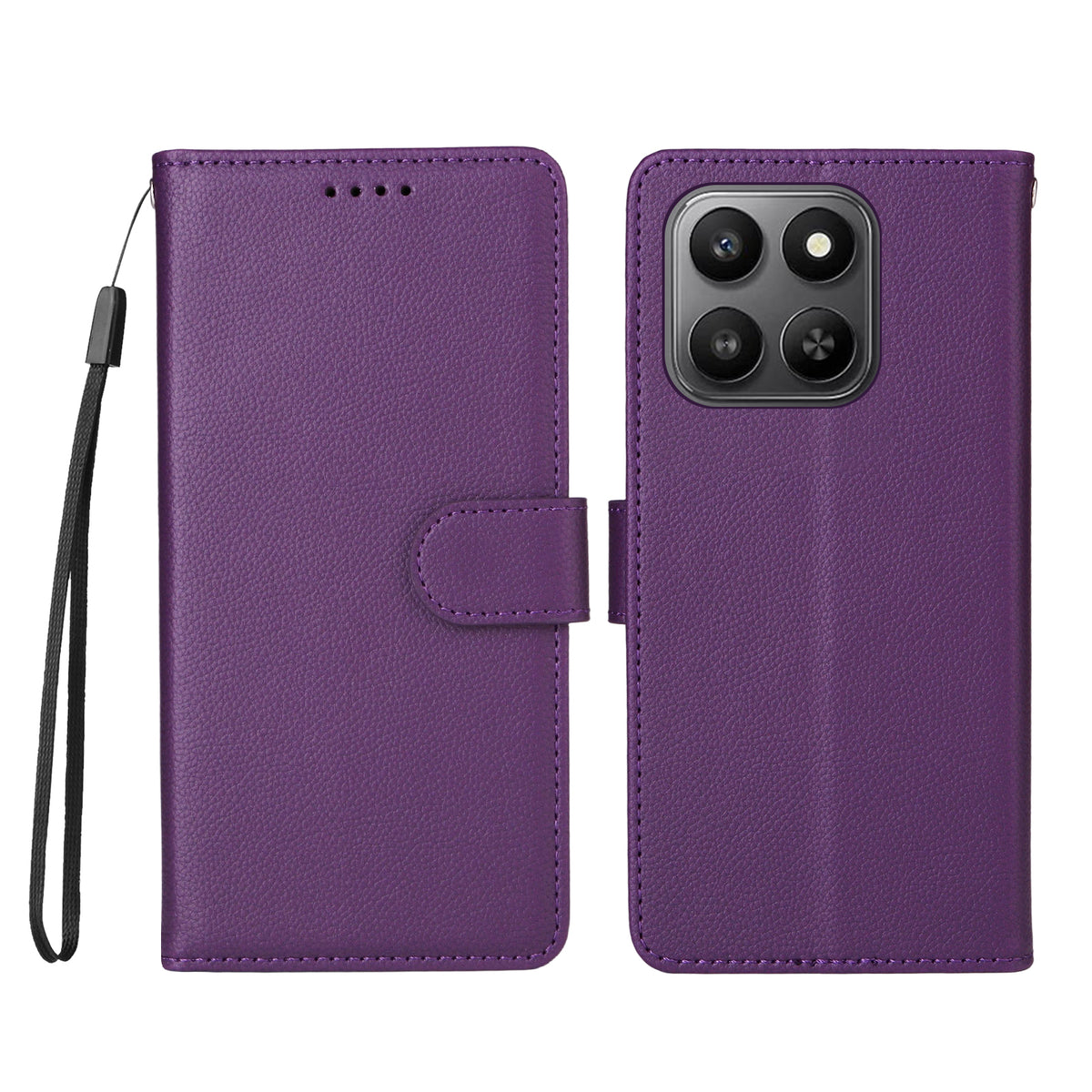 For Honor 400 Smart 5G / 4G / X7d 4G Case RFID Blocking 3 Card Slots PU Leather Phone Cover with Wrist Strap