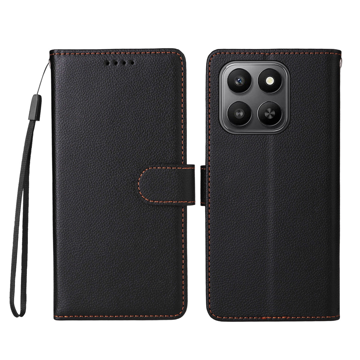 For Honor 400 Smart 5G / 4G / X7d 4G Case RFID Blocking 3 Card Slots PU Leather Phone Cover with Wrist Strap