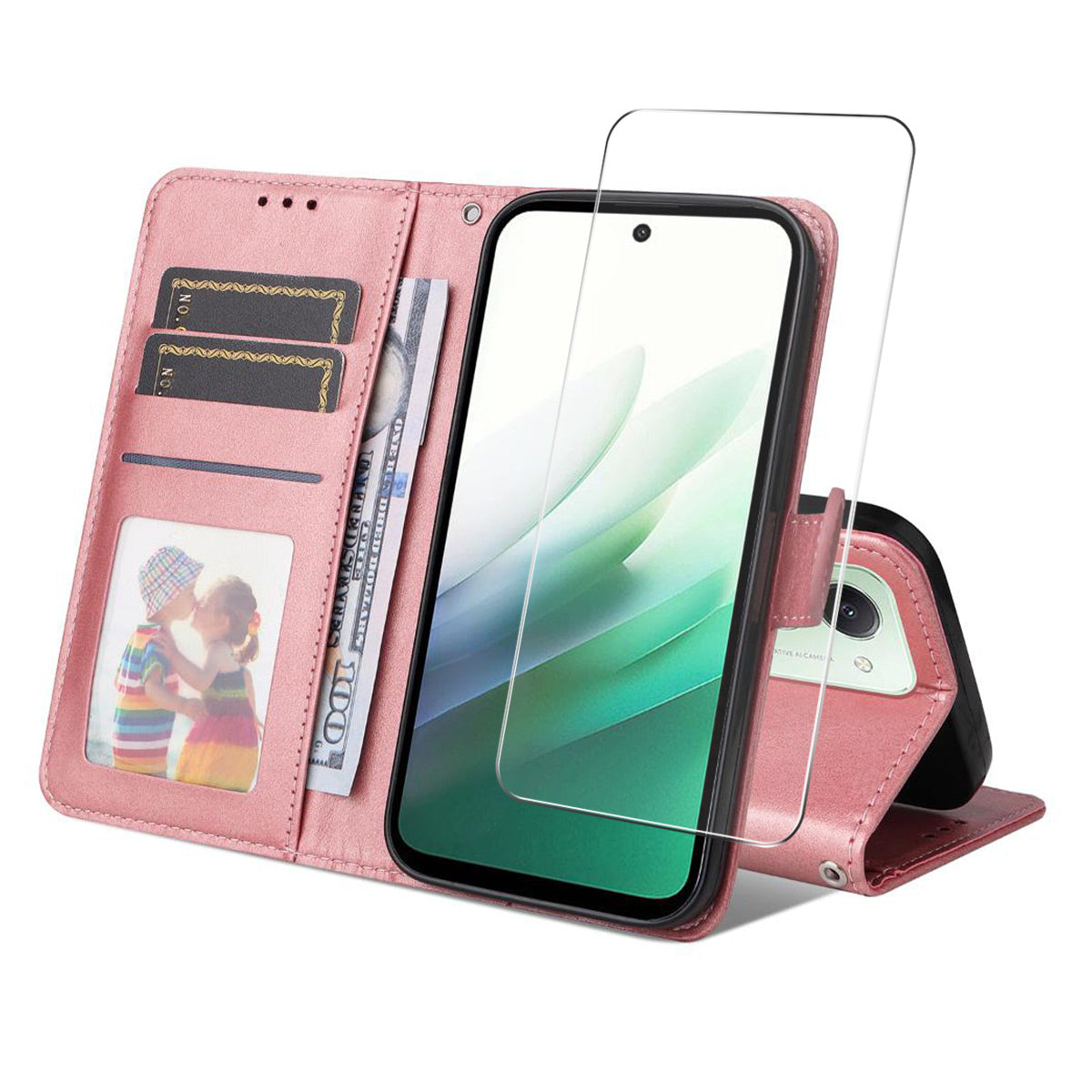 ENKAY HAT PRINCE För Xiaomi Redmi 15 4G (EU) (171 mm) PU-läder plånboksfodral med stativ och härdat glas