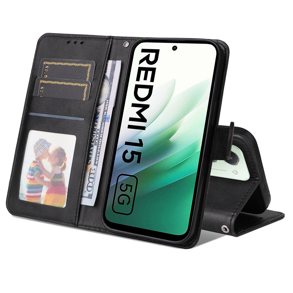 For Xiaomi Redmi 15 4G (EU) (171mm) Case Wallet PU Leather Folio Flip Phone Cover