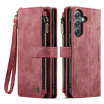 CASEME For Samsung Galaxy S25 FE Phone Cases with Strap  C30 Zipper Multiple Card Holder PU Leather Cover