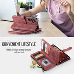 CASEME For Samsung Galaxy S25 FE Phone Cases with Strap  C30 Zipper Multiple Card Holder PU Leather Cover