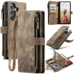 CASEME For Samsung Galaxy S25 FE Phone Cases with Strap  C30 Zipper Multiple Card Holder PU Leather Cover
