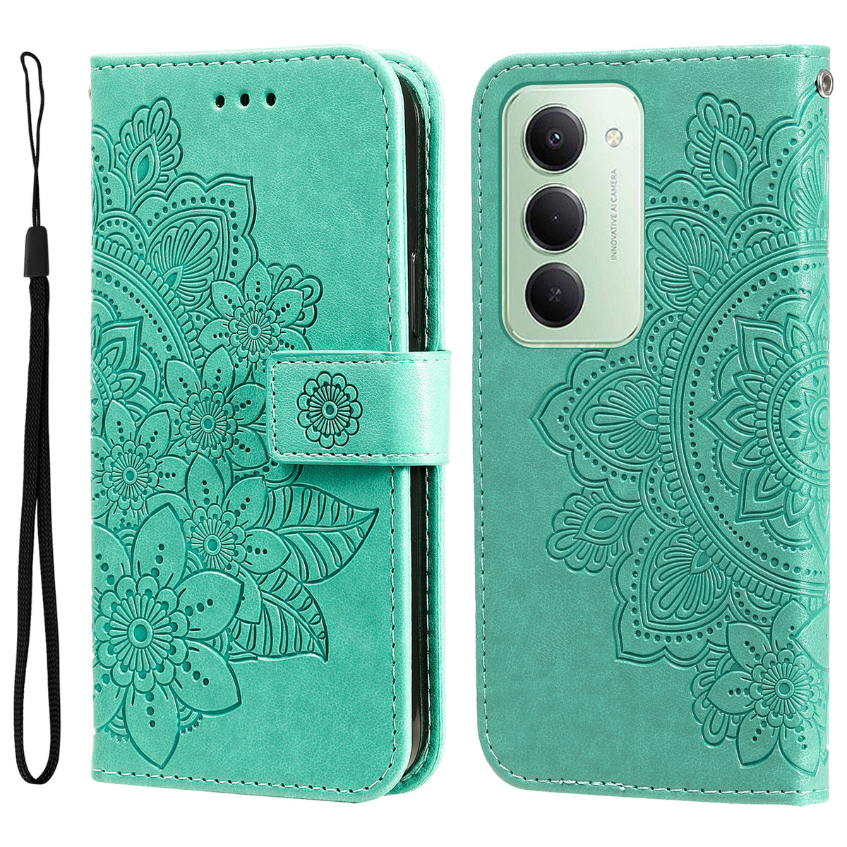 For Xiaomi Redmi 15 4G (EU) (171mm) Case Floral Pattern PU Leather Wallet Stand Phone Cover