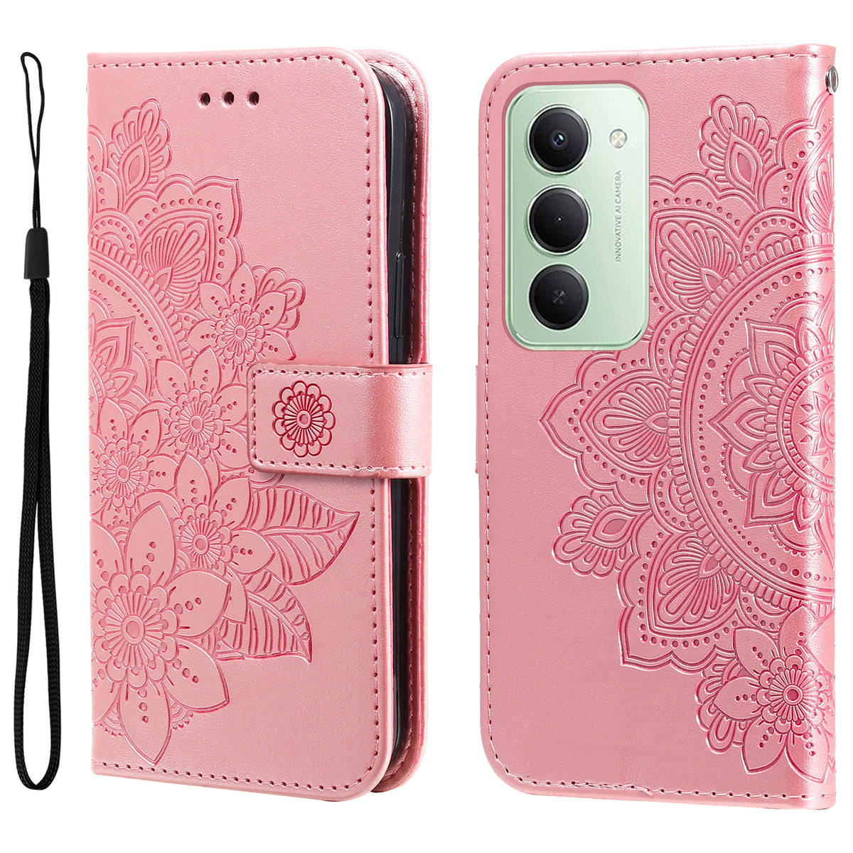 For Xiaomi Redmi 15 4G (EU) (171mm) Case Floral Pattern PU Leather Wallet Stand Phone Cover