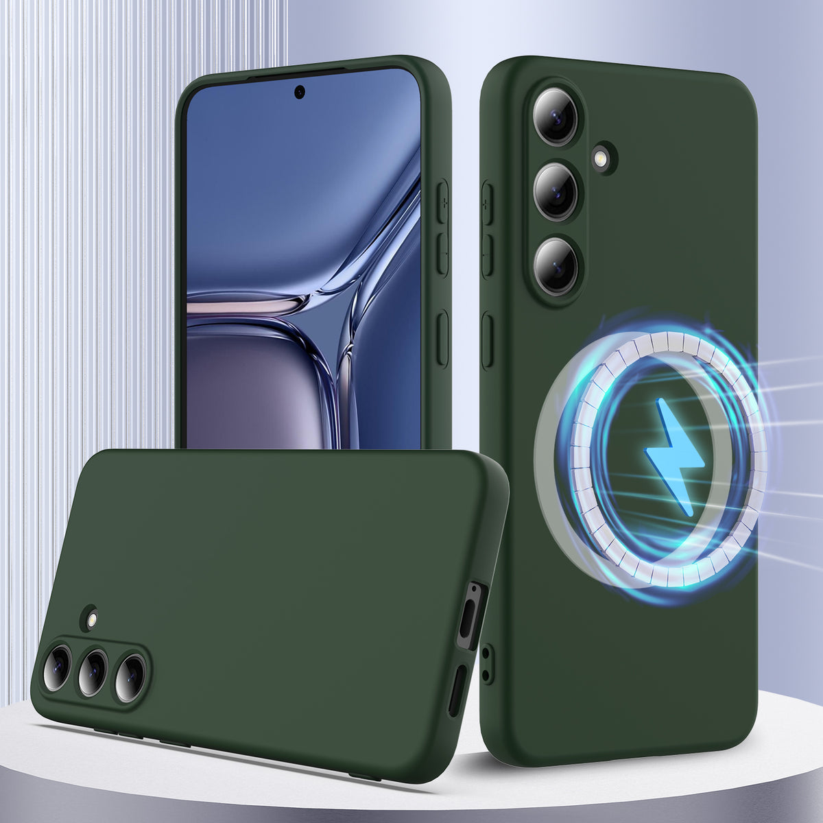 Magnetiskt skal för Samsung Galaxy S25 FE, fallskyddande flytande silikonfodral