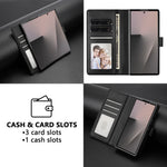 For Samsung Galaxy Z Fold7 5G Wallet Case RFID Blocking Calf Texture Leather Stand Phone Cover with Strap