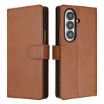 For Samsung Galaxy Z Fold7 5G Wallet Case RFID Blocking Calf Texture Leather Stand Phone Cover with Strap