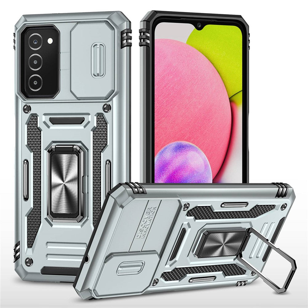 For Samsung Galaxy A03s (164.2mm) Hybrid Hard PC Soft TPU Case Kickstand Back Shell with Camera Cover