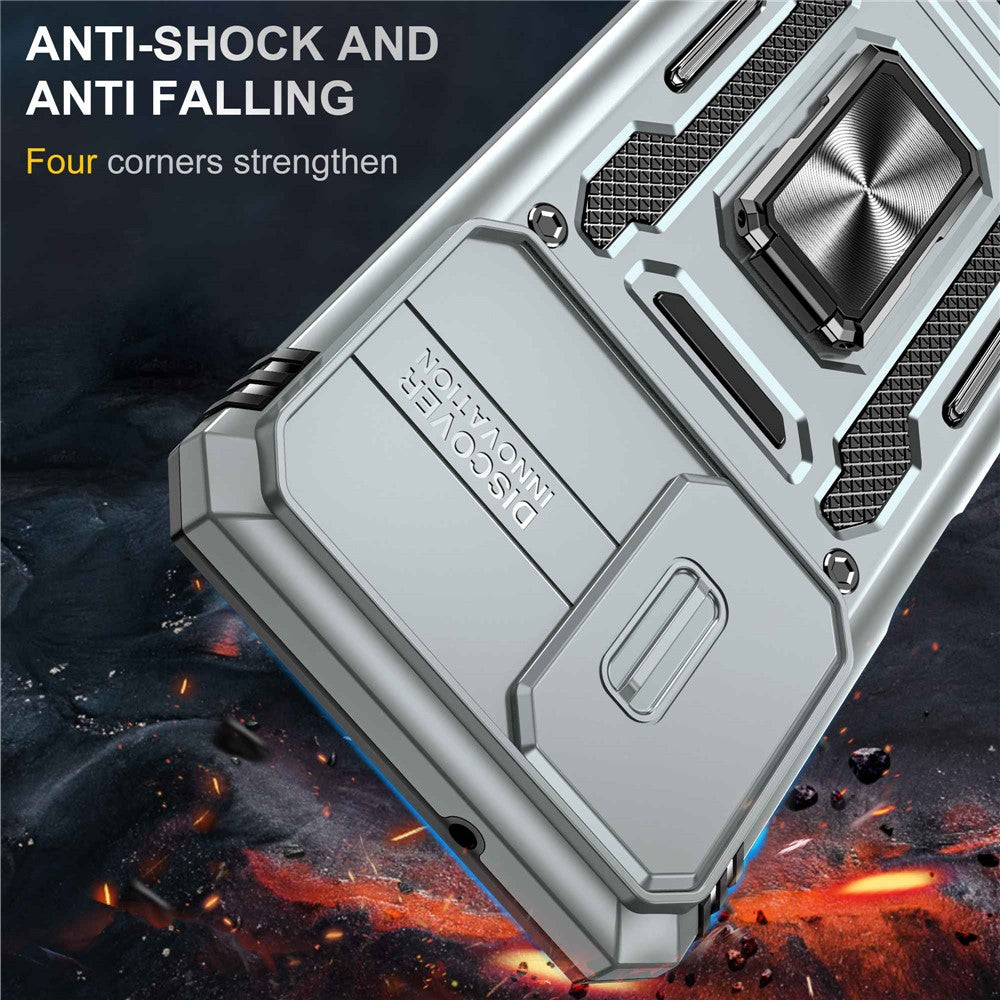 For Samsung Galaxy A03s (164.2mm) Hybrid Hard PC Soft TPU Case Kickstand Back Shell with Camera Cover