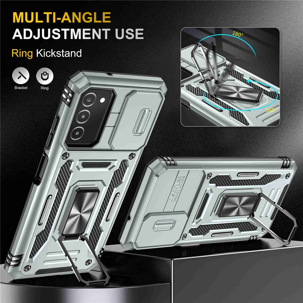 For Samsung Galaxy A03s (164.2mm) Hybrid Hard PC Soft TPU Case Kickstand Back Shell with Camera Cover