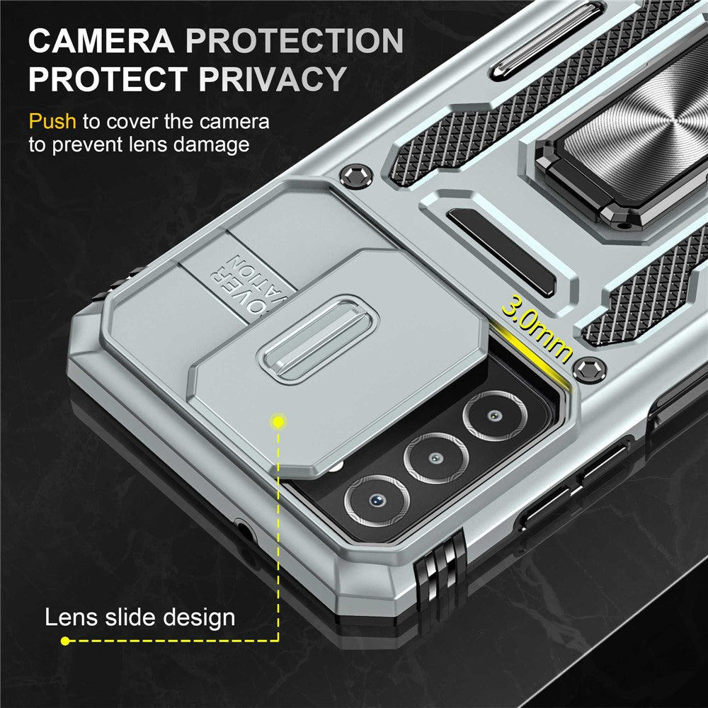For Samsung Galaxy A03s (164.2mm) Hybrid Hard PC Soft TPU Case Kickstand Back Shell with Camera Cover