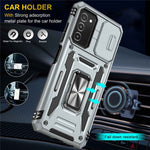 For Samsung Galaxy A03s (164.2mm) Hybrid Hard PC Soft TPU Case Kickstand Back Shell with Camera Cover