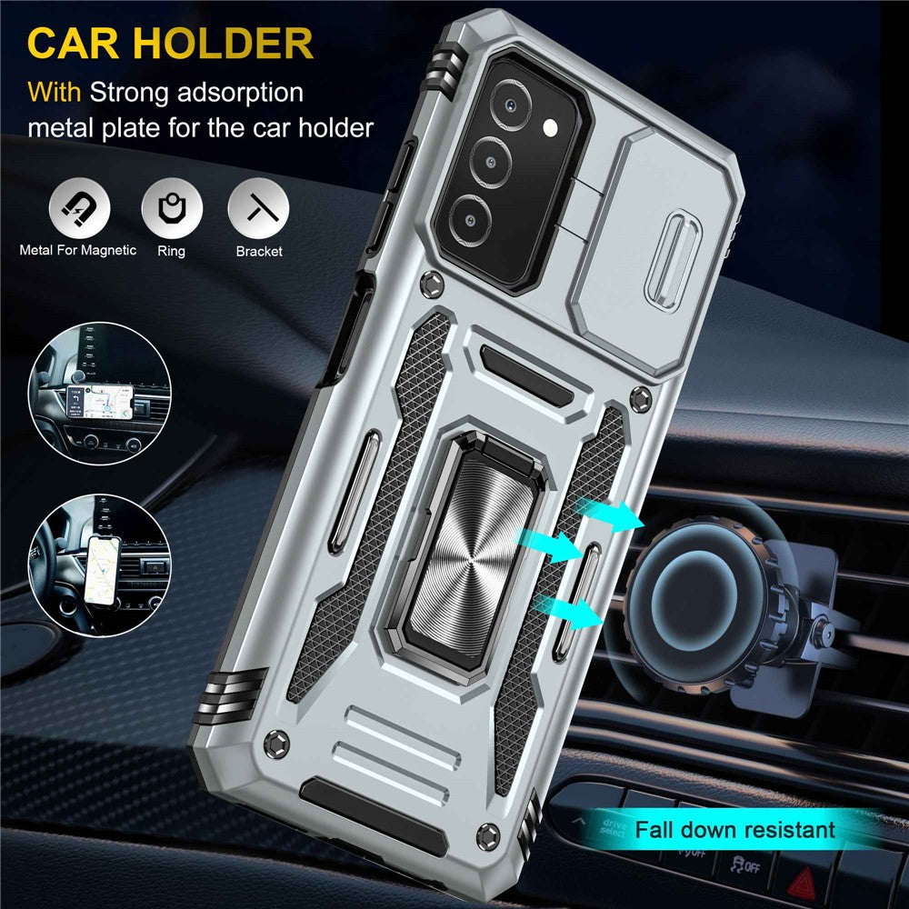 For Samsung Galaxy A03s (164.2mm) Hybrid Hard PC Soft TPU Case Kickstand Back Shell with Camera Cover