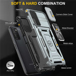 For Samsung Galaxy A03s (164.2mm) Hybrid Hard PC Soft TPU Case Kickstand Back Shell with Camera Cover