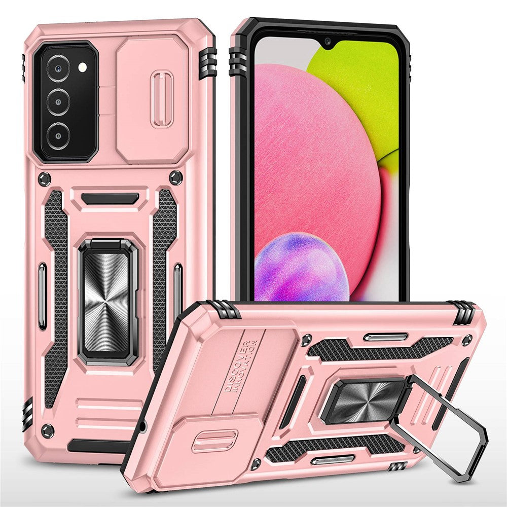 For Samsung Galaxy A03s (164.2mm) Hybrid Hard PC Soft TPU Case Kickstand Back Shell with Camera Cover