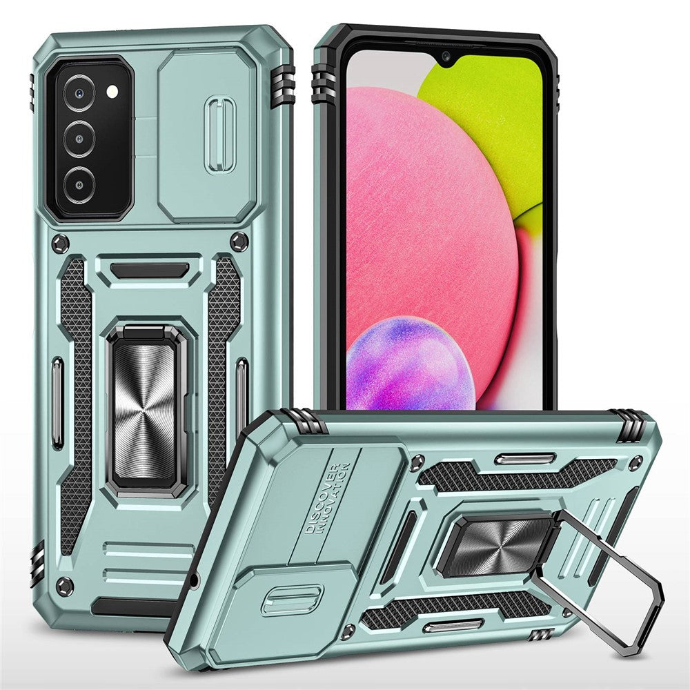 For Samsung Galaxy A03s (164.2mm) Hybrid Hard PC Soft TPU Case Kickstand Back Shell with Camera Cover