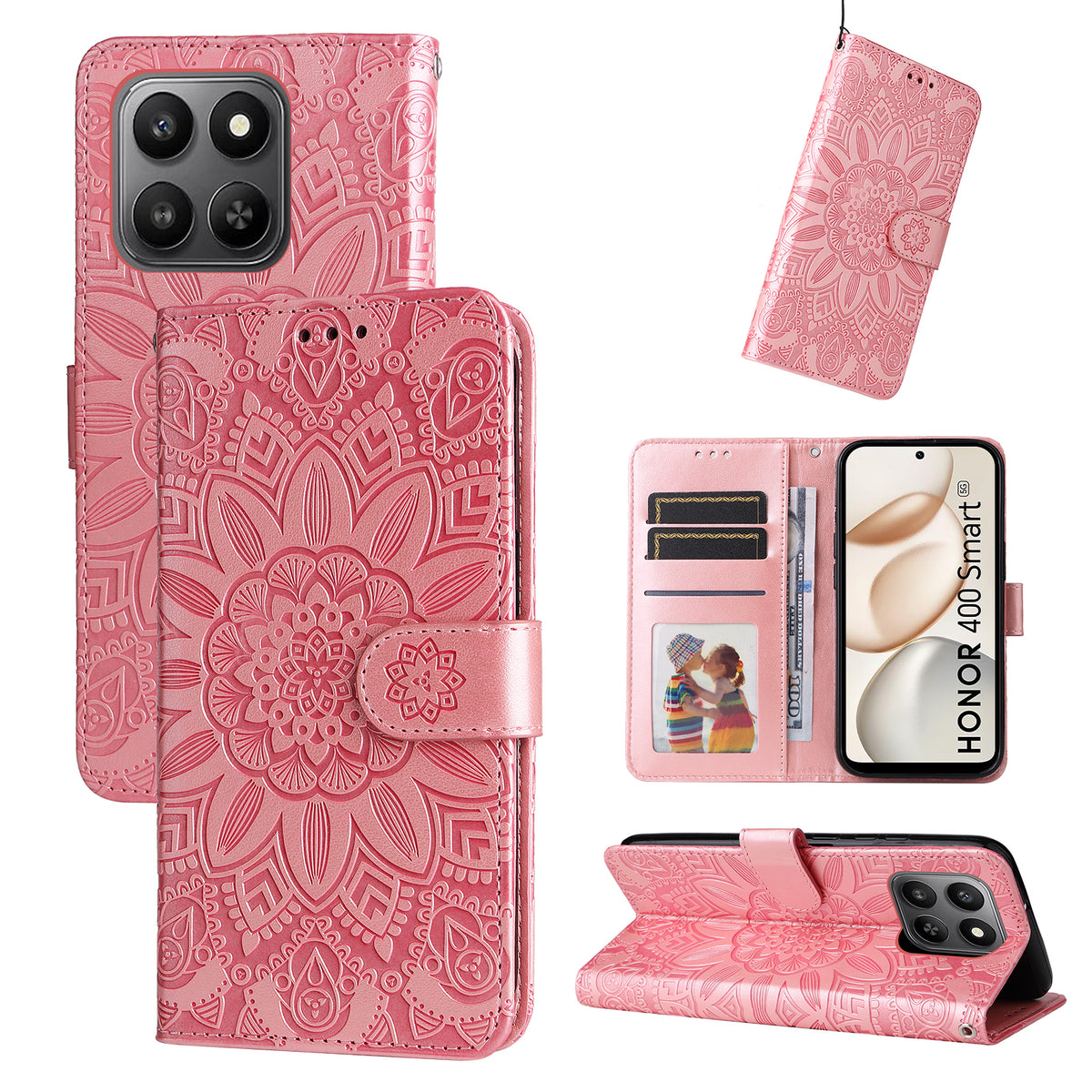 Honor 400 Smart 5G / 4G / X7d 4G Etui Solsikke Aftryk Læderpung Telefoncover