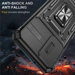 For Samsung Galaxy A03s (166.5mm) Hybrid Hard PC Soft TPU Shockproof Case Ring Car Mount Kickstand Back Shell with Camera Cover