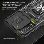 For Samsung Galaxy A03s (166.5mm) Hybrid Hard PC Soft TPU Shockproof Case Ring Car Mount Kickstand Back Shell with Camera Cover
