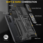 For Samsung Galaxy A03s (166.5mm) Hybrid Hard PC Soft TPU Shockproof Case Ring Car Mount Kickstand Back Shell with Camera Cover