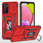 For Samsung Galaxy A03s (166.5mm) Hybrid Hard PC Soft TPU Shockproof Case Ring Car Mount Kickstand Back Shell with Camera Cover