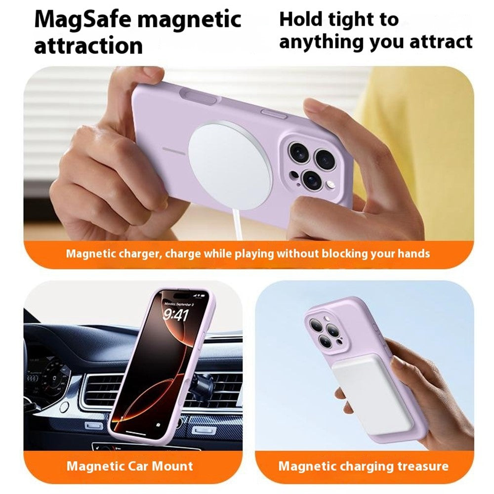 For iPhone 15 Pro Case Compatible with MagSafe Soft Skin-Touch Liquid Silicone + PC Phone Cover