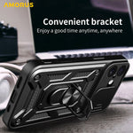AMORUS For iPhone 17 Case Kickstand PC + TPU Phone Cover with Camera Lens Slider
