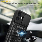 AMORUS For iPhone 17 Case Kickstand PC + TPU Phone Cover with Camera Lens Slider