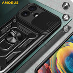 AMORUS For iPhone 17 Case Kickstand PC + TPU Phone Cover with Camera Lens Slider