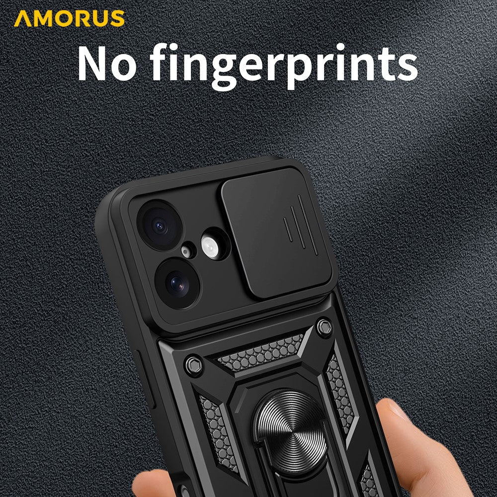 AMORUS For iPhone 17 Case Kickstand PC + TPU Phone Cover with Camera Lens Slider