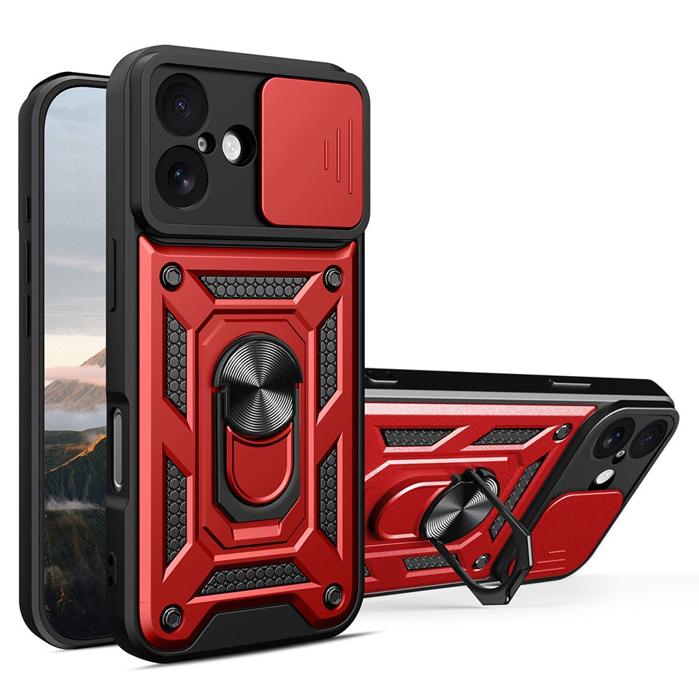 AMORUS For iPhone 17 Case Kickstand PC + TPU Phone Cover with Camera Lens Slider