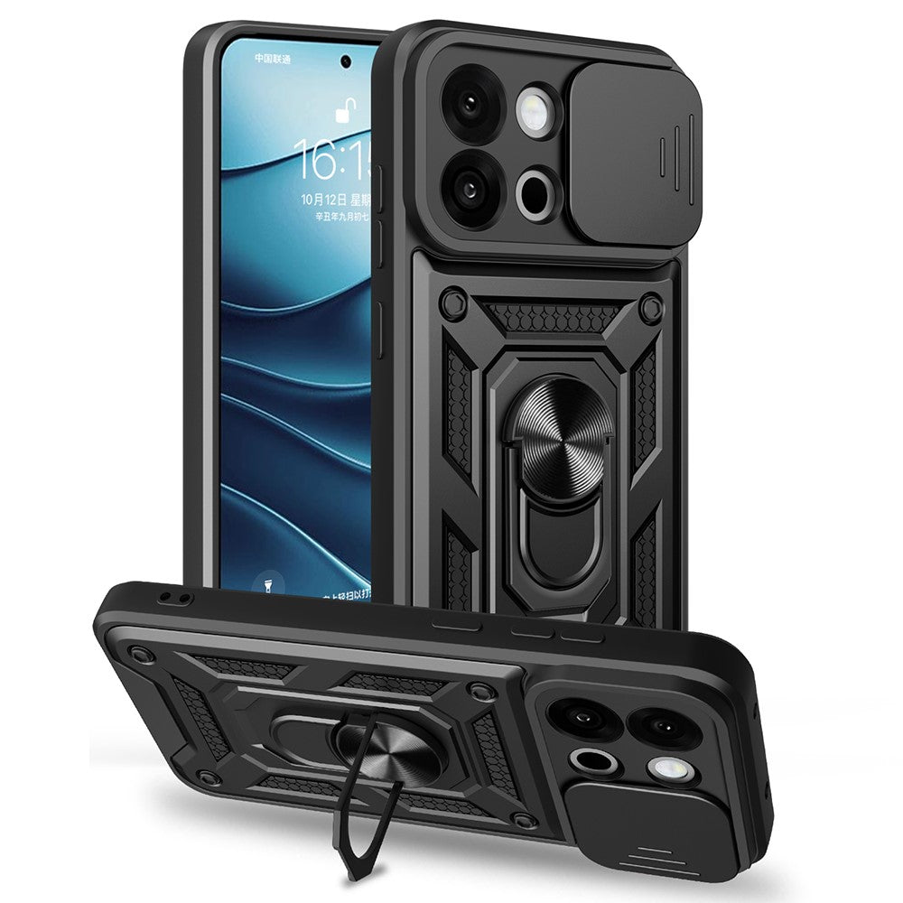 AMORUS För OnePlus 13s 5G / 13T 5G Skal Stativ PC + TPU mobilskal med Kameralinsreglage